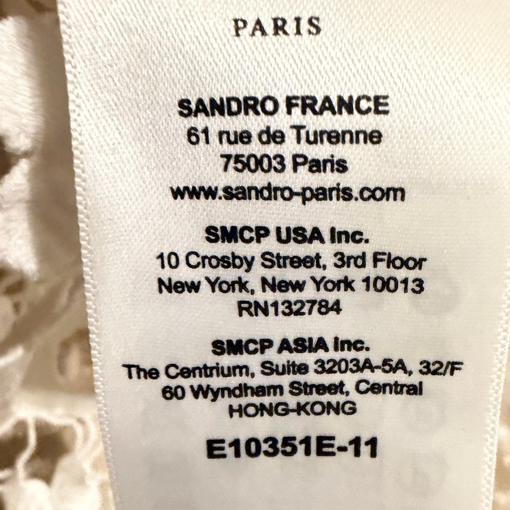 Sandro Paris White Crochet Lace Top – Size 1 (US Small) - Picture 5 of 16